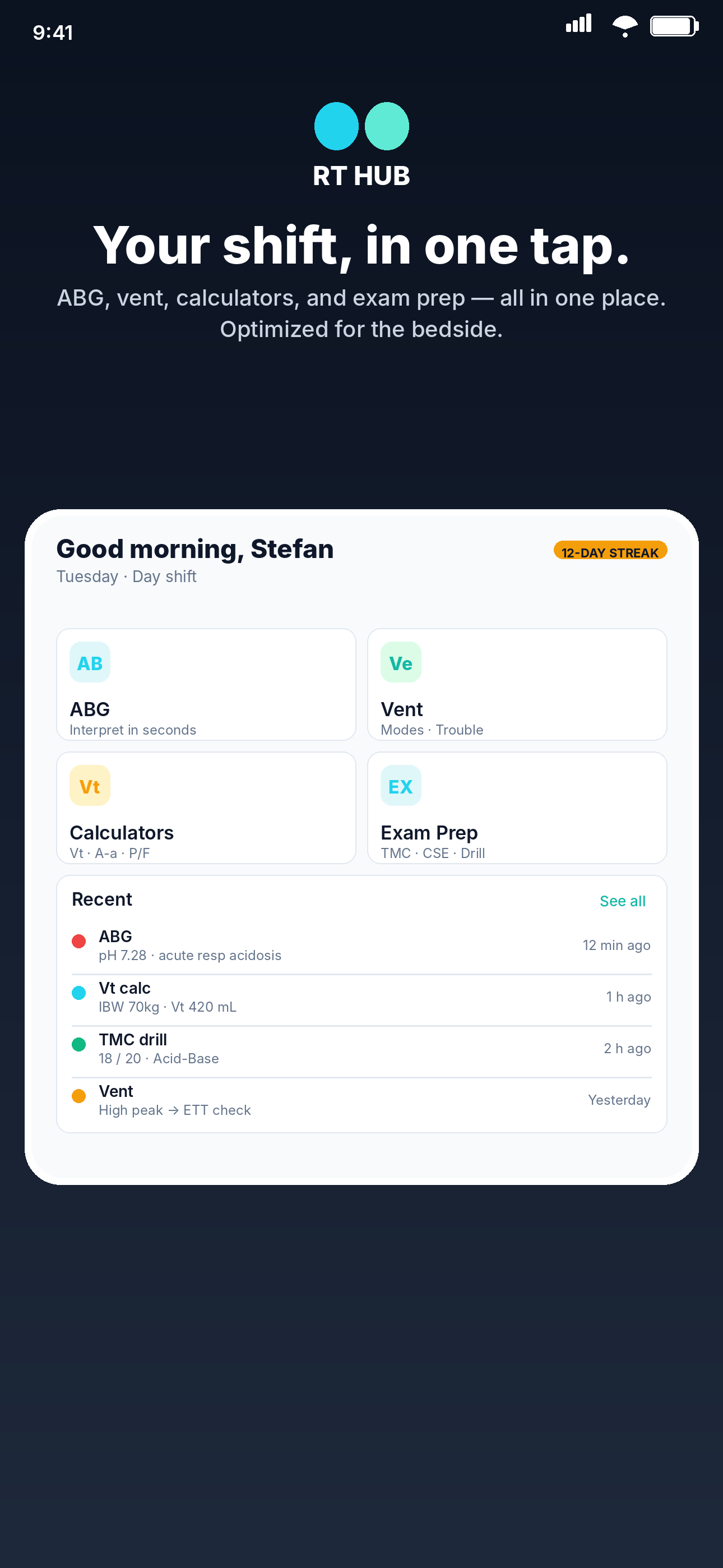 RT Hub dashboard on iPhone